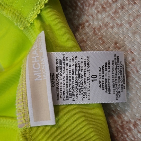 Michael Kors Lime One Shoulder Full Coverage One Piece Swimsuit - Size 10 - Picture 5 of 8